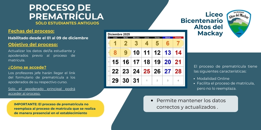 Informativo del proceso de Prematrícula 2026